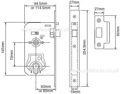 Union L2370 Dual Profile Euro/Oval Nightlatch Case